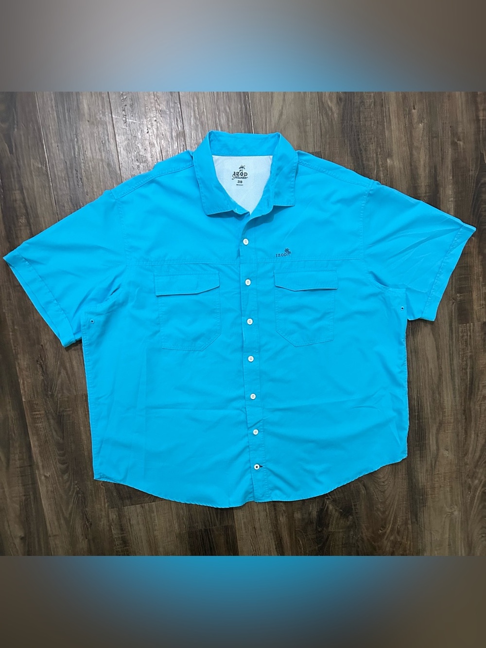 IZOD Mens Saltwater Performance FIshing Shirt turquoise size 2XB